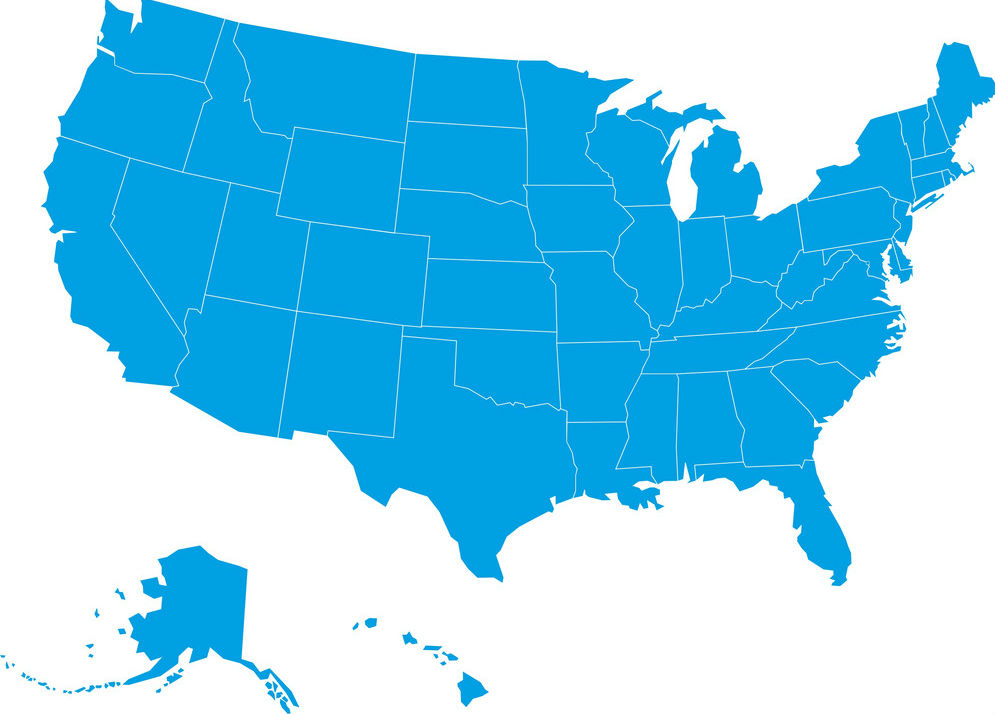 USA map blue